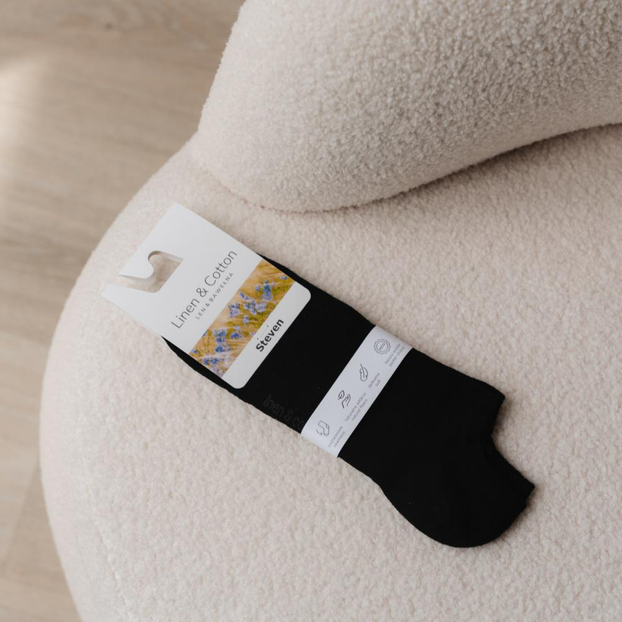 Granatowe Stopki Lniane Unisex Fresh