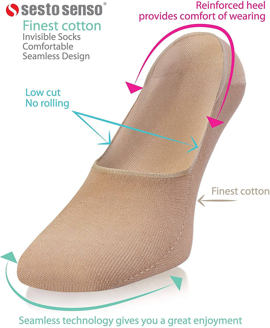 Beżowe niewidoczne stopki balerinki męskie z bawełny Sesto Senso – komfort przez cały dzień