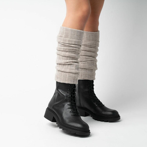 Beżowe Wełniane Getry Damskie Ocieplacze