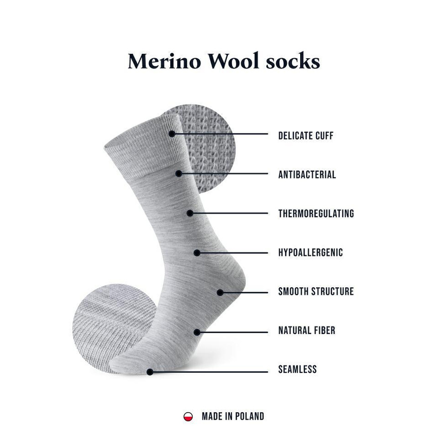 Męskie Skarpety Merino Czarny Komfort