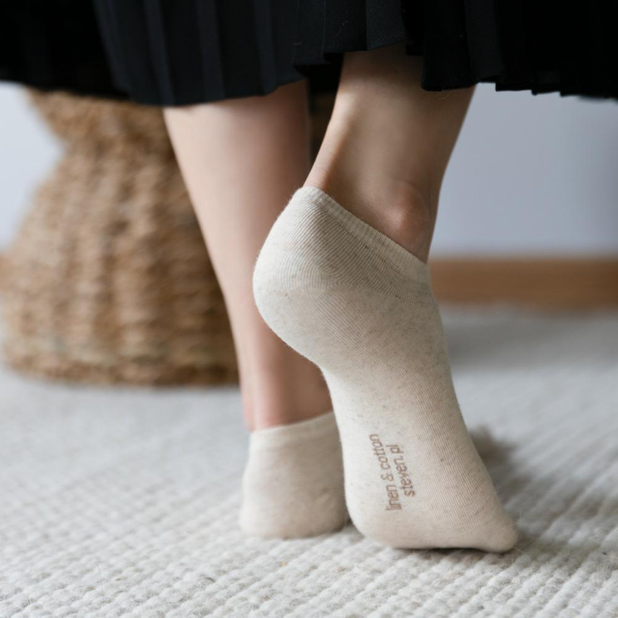 Granatowe Stopki Lniane Unisex Fresh