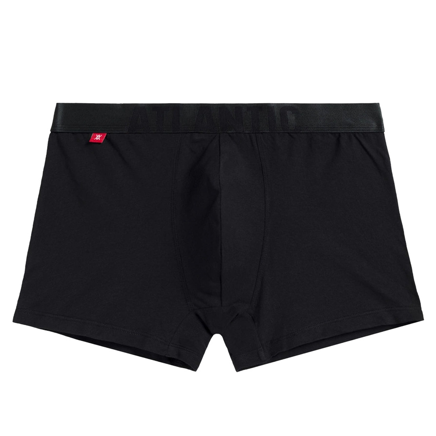 Czarne obcisłe bokserki męskie 47% modal, 46% bawełna pima Atlantic – komfort i trwałość.