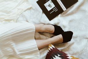 Czarne Bambusowe Stopki Damskie z Silikonem