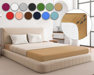 Beżowe elastyczne prześcieradło z gumką 80% bawełna Jersey Sesto Senso – komfort snu