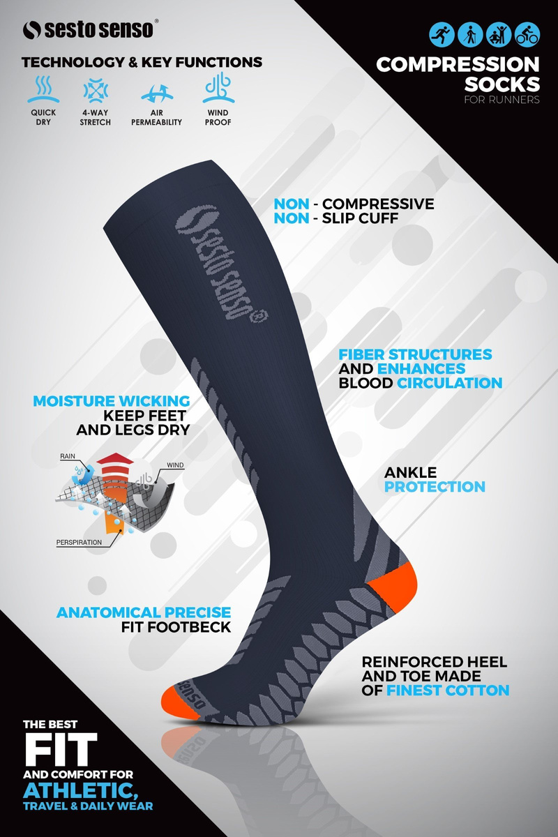 2x Sportowe KOMPRESYJNE długie skarpety do biegania