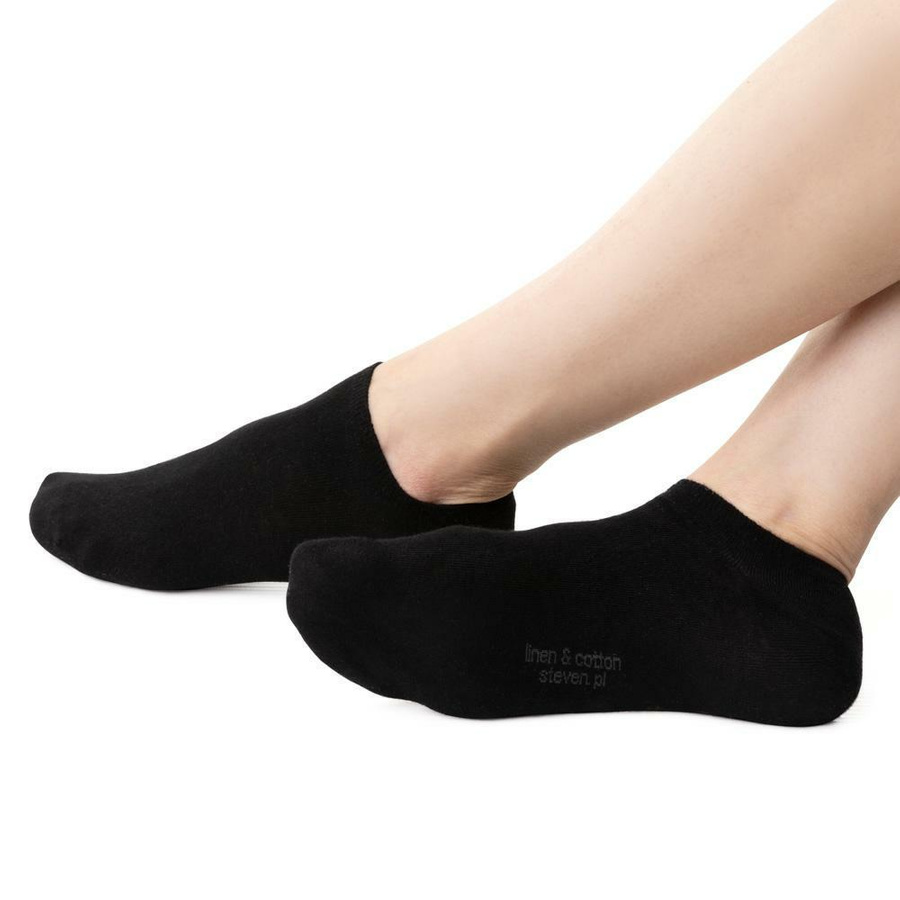 Granatowe Stopki Lniane Unisex Fresh