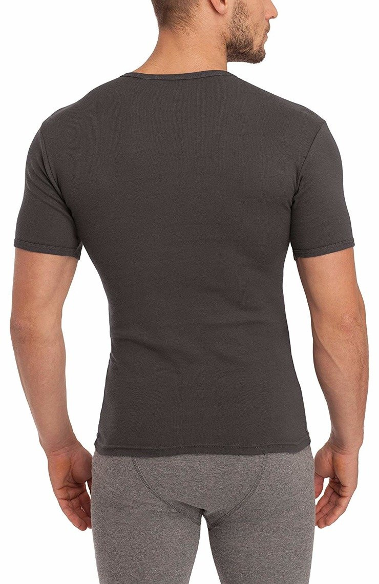 Grafitowa gładka koszulka męska 100% bawełna Art. 112 Sesto Senso – komfort na co dzień