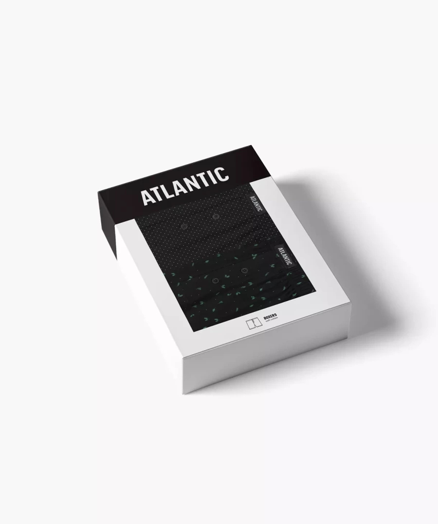 Bokserki męskie luźne bawełniane 2-pak czarne z wzorem Atlantic