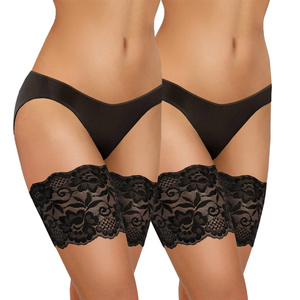 Czarne samonośne opaski na uda damskie koronkowe 2-pak Sesto Senso – zapobieganie otarciom