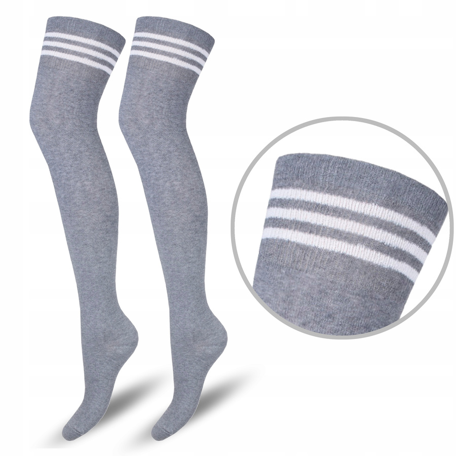 Zakolanówki Bawełniane ze Ściągaczem w Paski