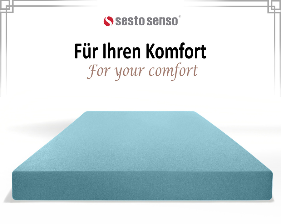 Niebieskie elastyczne prześcieradło z gumką frotte 100% bawełna Sesto Senso – komfortowy sen