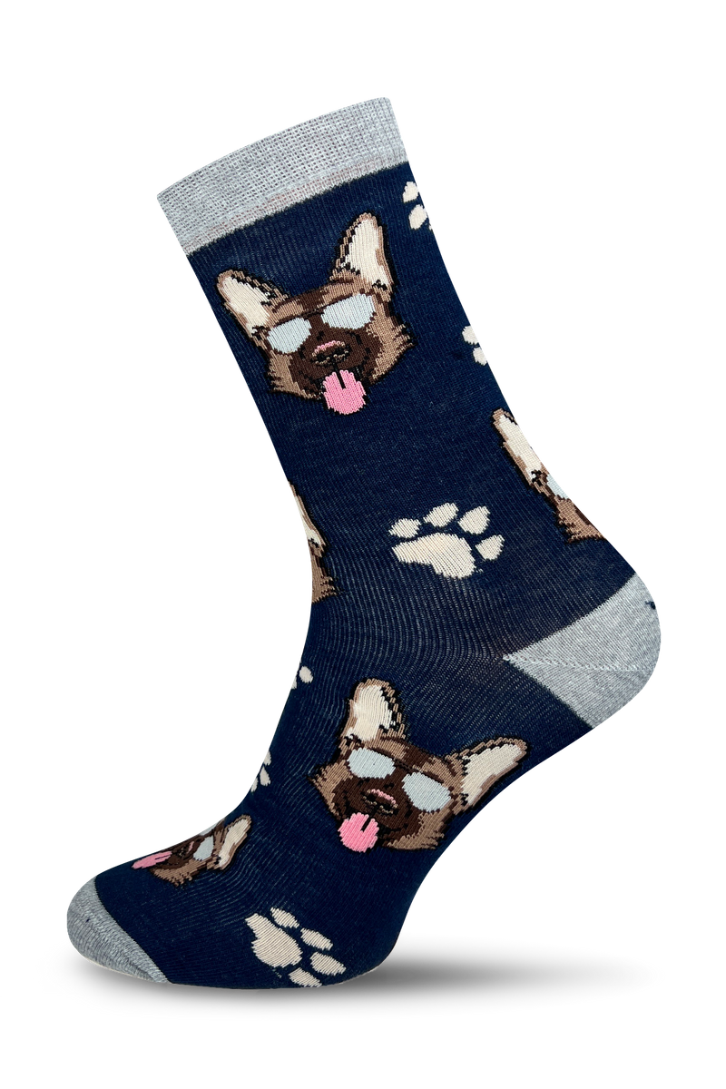 Skarpetki męskie Owczarki Niemieckie i Kości 0125.036, Kolor Granatowy