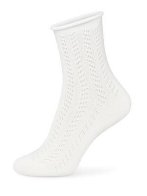 Ecru ażurowe skarpety damskie 75% bawełna Sestimi – komfort na co dzień