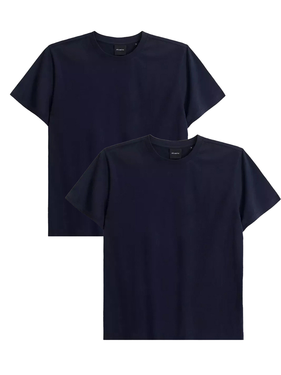 Granatowy bawełniany  x2 T-shirt męski 100% NMT-033 Atlantic – maksymalna wygoda.