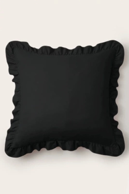 Czarna poszewka z falbanką 40x40 cm Ruffy Premium Spod Igły i Nitki – Komfort i elegancja