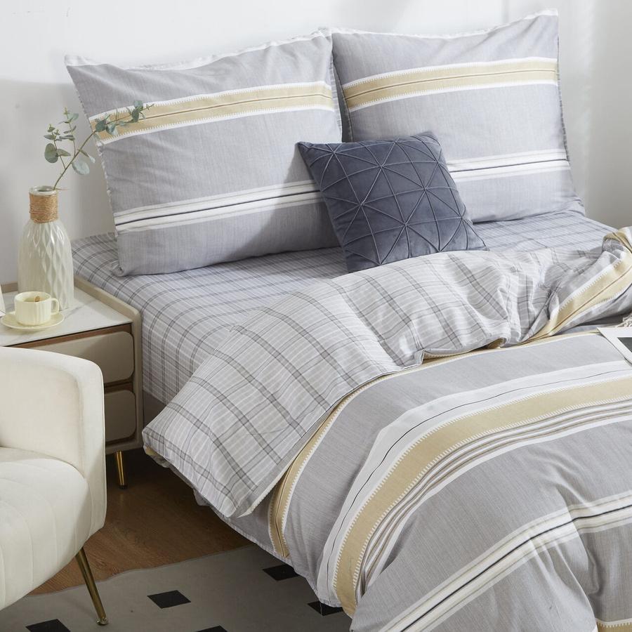 Szara pościel satynowa 100% bawełna model S024 Spod Igły i Nitki – komfort snu