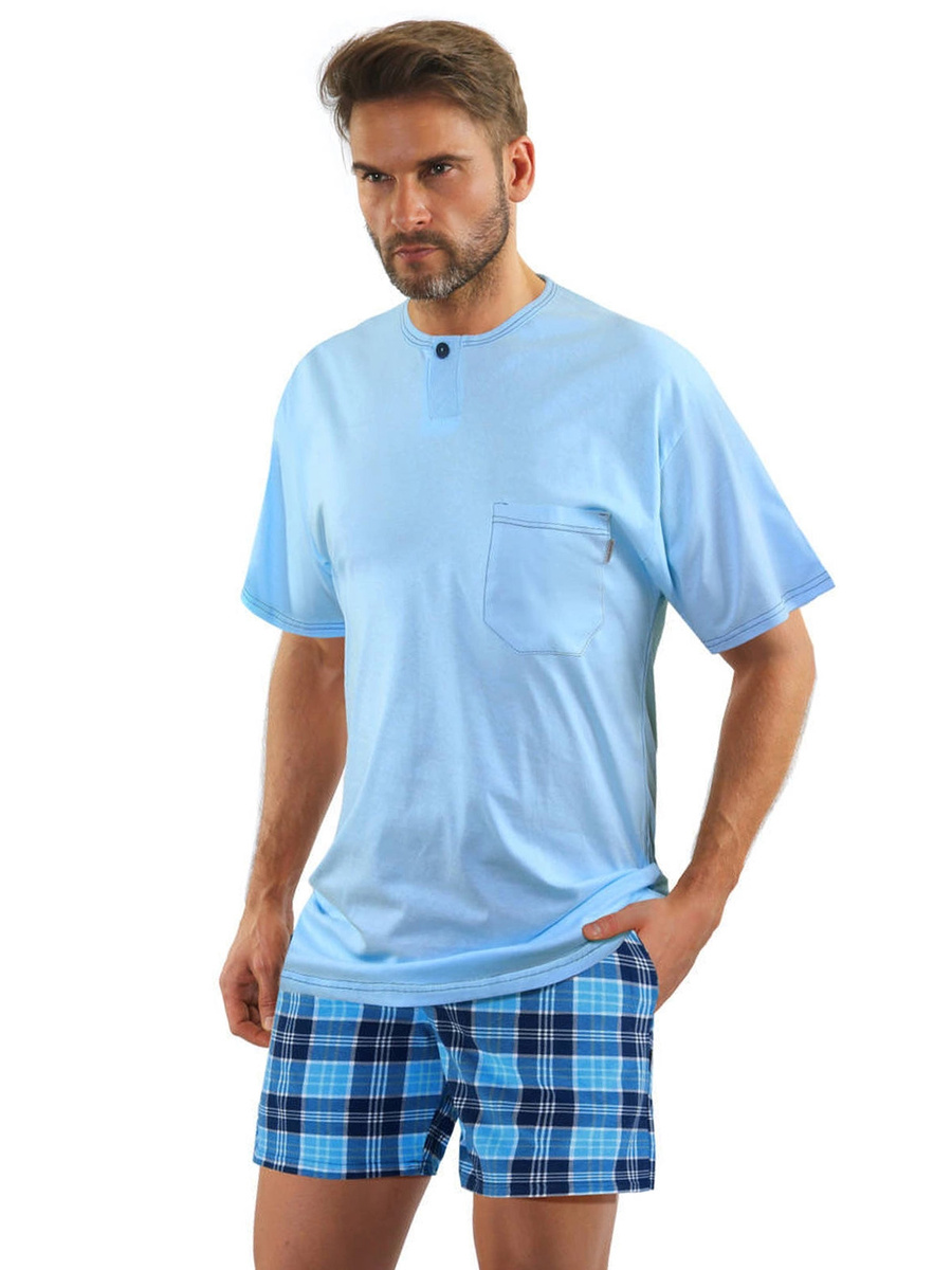 Piżama Męska Krótki Rękaw Krótkie Spodenki