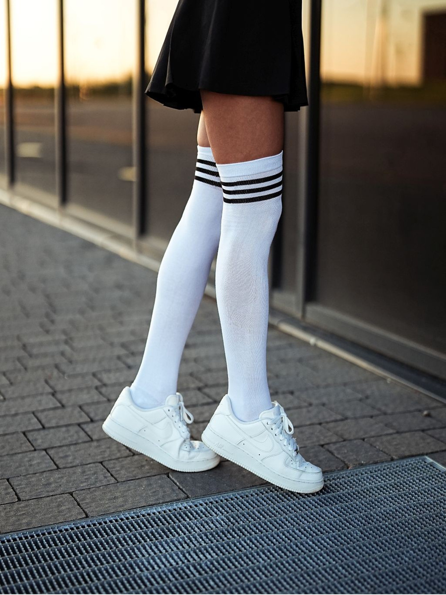 Zakolanówki Bawełniane ze Ściągaczem w Paski