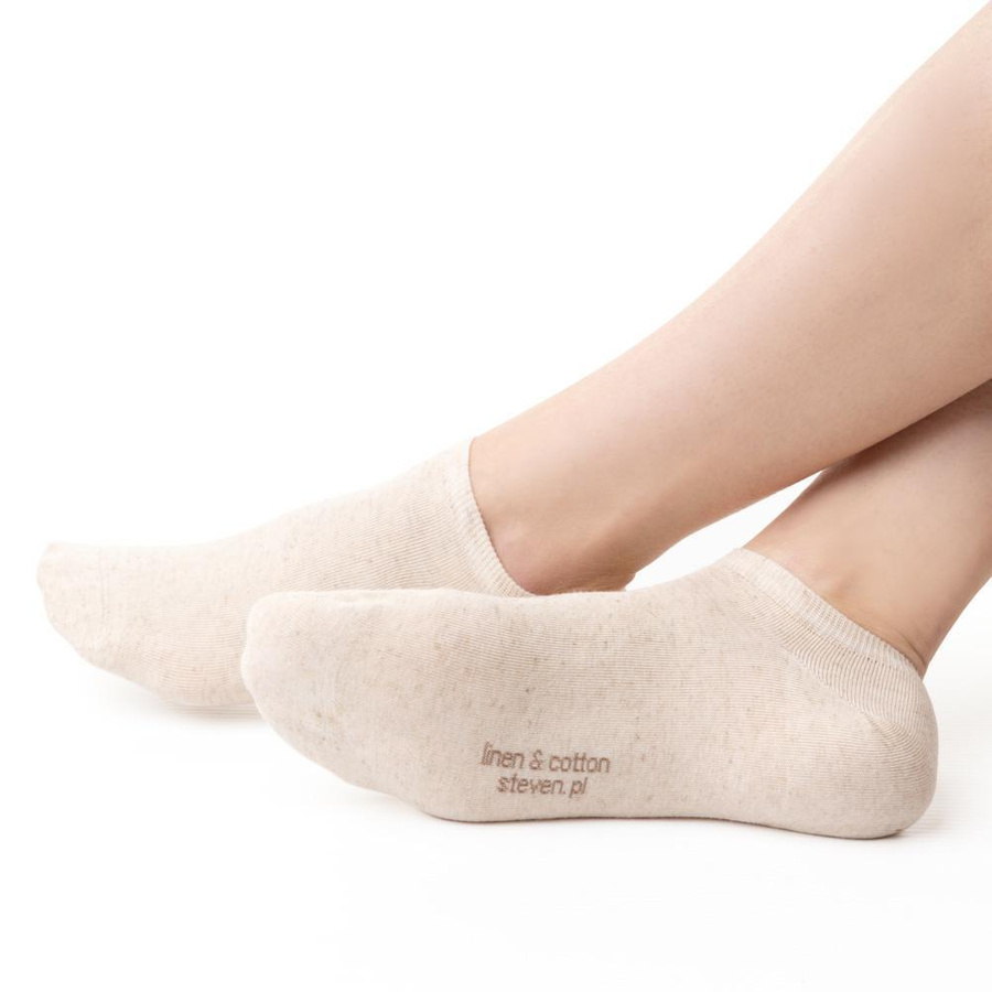 Granatowe Stopki Lniane Unisex Fresh