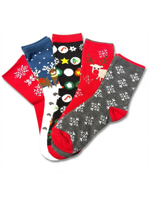 Kolorowe świąteczne skarpety damskie 5 par wzory Sestimi Underwear – prezent idealny