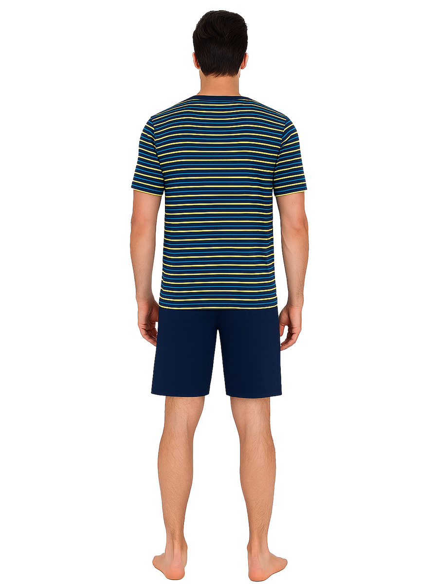 Modna piżama męska beMen 100% bawełna, krótkie rękawy i spodenki – wygoda w domu