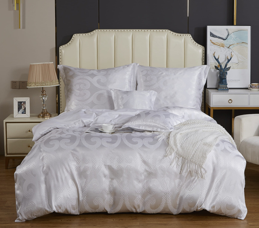 Kremowa atłasowa pościel małżeńska 120 g/m² model AT003 Spod Igły i Nitki – luksusowy komfort snu