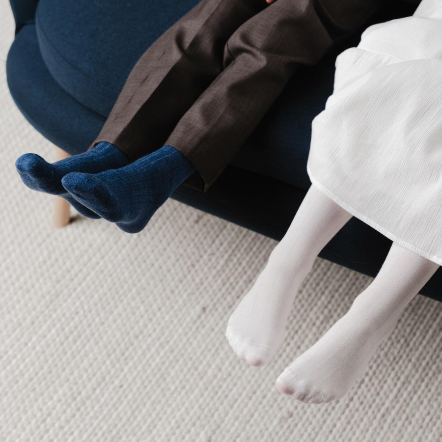 Skarpetki dziecięce z wełny merino bezuciskowe w prążek art. 130