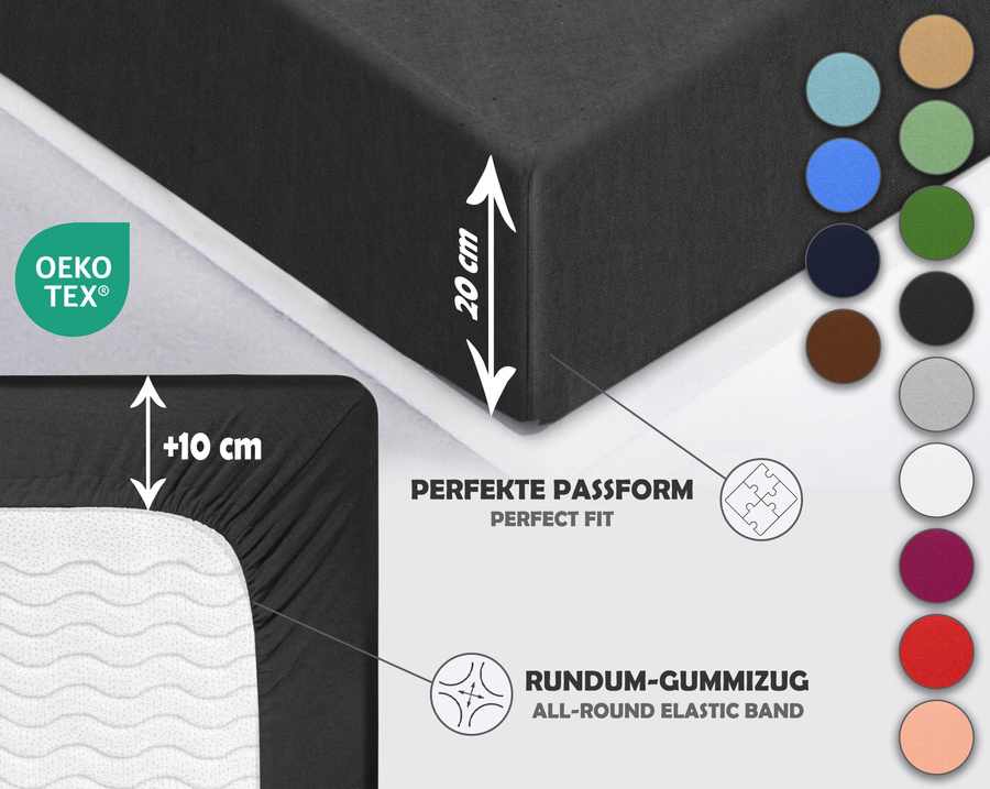 Grafitowe elastyczne prześcieradło z gumką 80% bawełna Jersey Sesto Senso – komfort snu