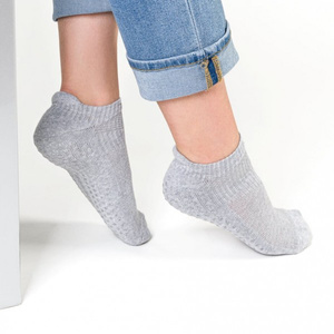 Szare Stopki Antypoślizgowe Bawełna 78% Sport