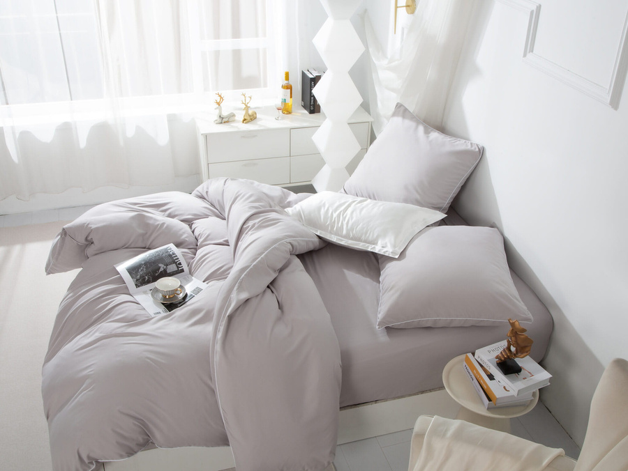 POŚCIEL QUEEN SZARY BIAŁA BIZA