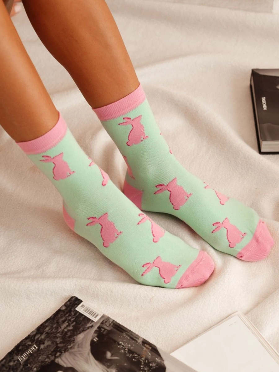 Skarpetki damskie wzorowane w Króliki 75% Bawełna Sestimi – komfort na co dzień