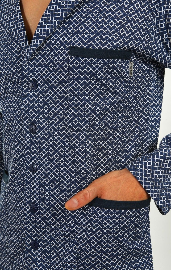 Piżama Męska Długi Rękaw Rozpinana