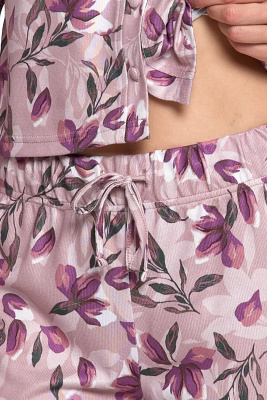 Piżama damska z długim rękawem i szerokimi nogawkami