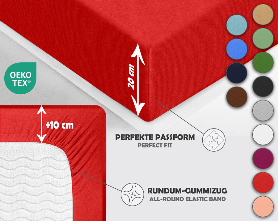 Czerwone elastyczne prześcieradło z gumką 80% bawełna Jersey Sesto Senso – komfort snu