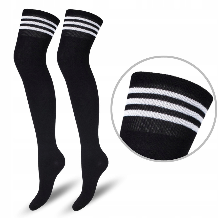 Zakolanówki Bawełniane ze Ściągaczem w Paski