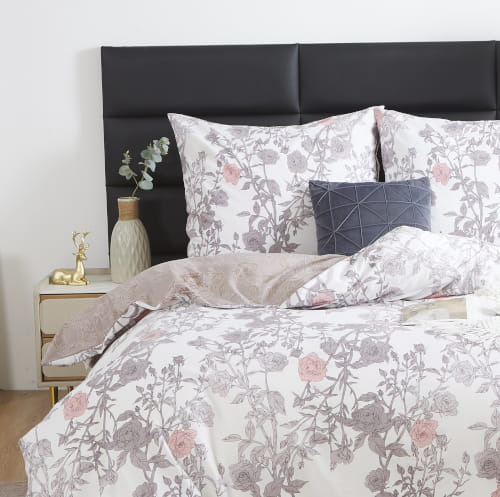 Kwiatowa, Niegniotąca Pościel Satynowa 100% bawełna satynowa S085 Spod Igły i Nitki – komfort snu