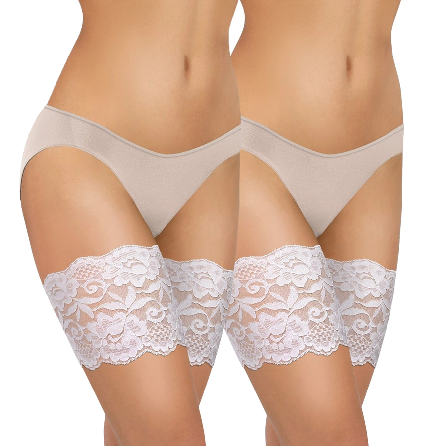 Białe samonośne opaski na uda damskie koronkowe 2-pak Sesto Senso – zapobieganie otarciom
