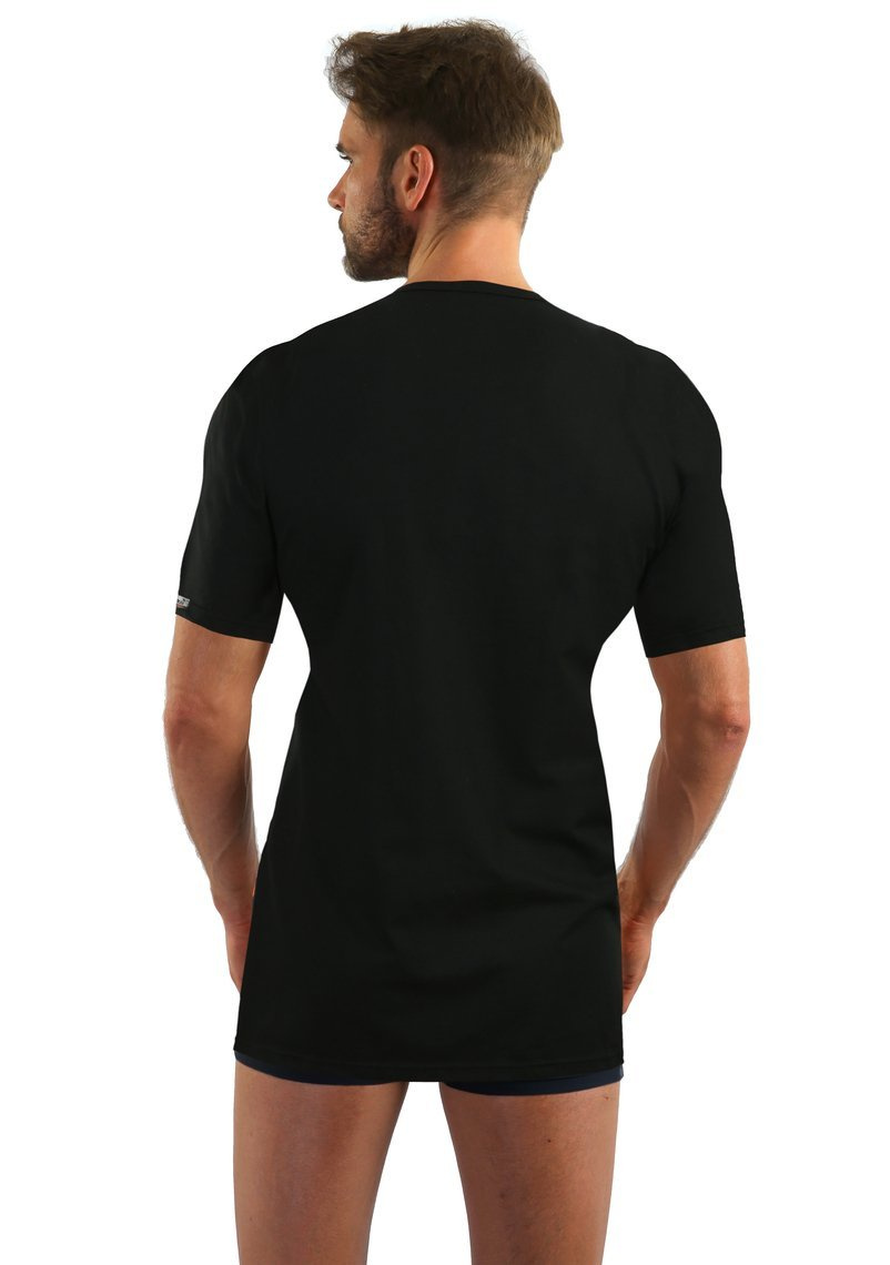 Czarna koszulka męska T-shirt z dekoltem V 95% bawełna Sesto Senso – komfort na co dzień