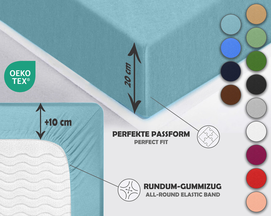 Niebieskie elastyczne prześcieradło z gumką 80% bawełna Jersey Sesto Senso – komfort snu