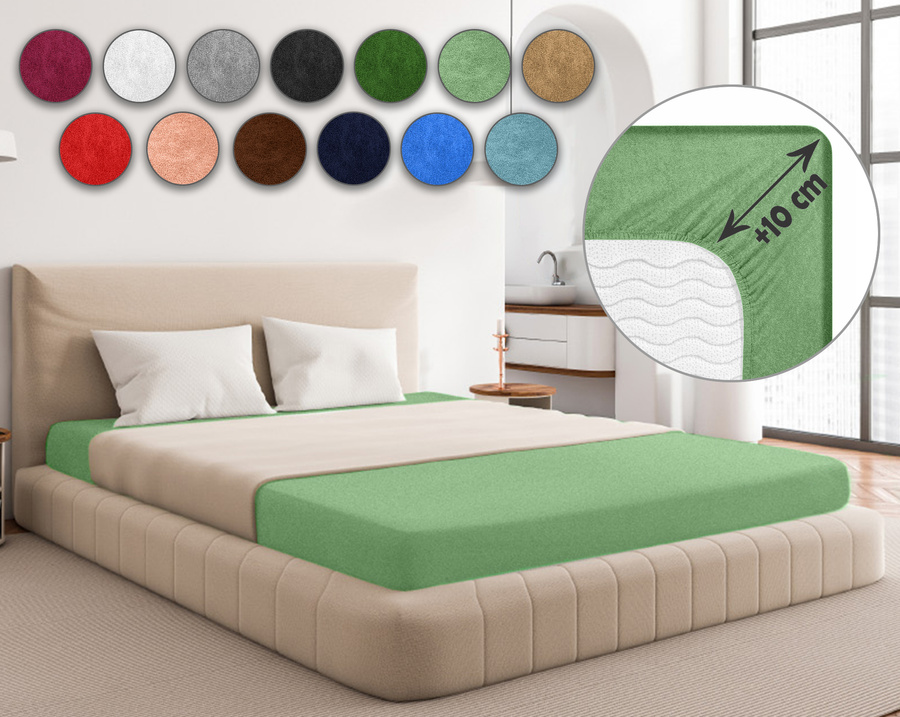 Jasnozielone elastyczne prześcieradło z gumką frotte 100% bawełna Sesto Senso – komfortowy sen