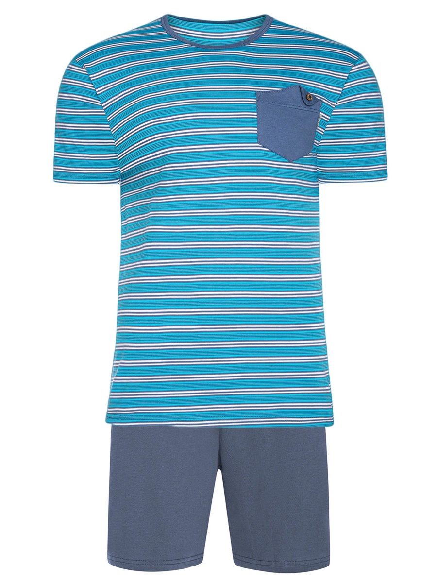 Modna piżama męska beMen 100% bawełna, krótkie rękawy i spodenki – wygoda w domu