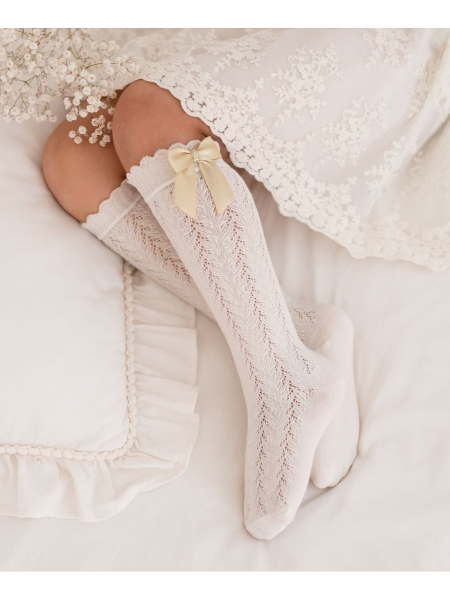 Podkolanówki Dziecięce Ażurowe z Kokardką 1382