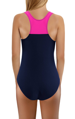 Granatowy elastyczny strój kąpielowy dziewczęcy BW690 Sesto Senso – komfort pływania