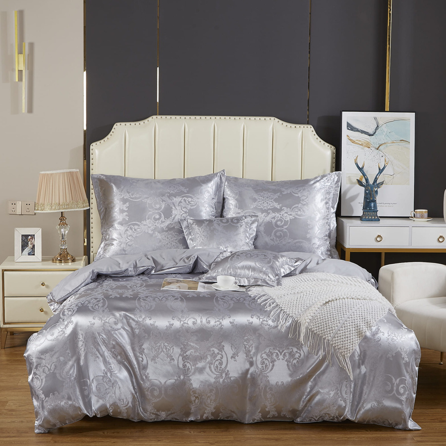 Biało-kremowa atłasowa pościel 120g/m² z haftem Spod Igły i Nitki – komfortowy sen