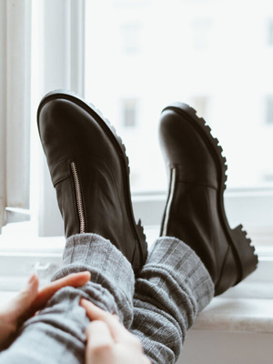 Brązowe Wełniane Getry Damskie Akryl 68%