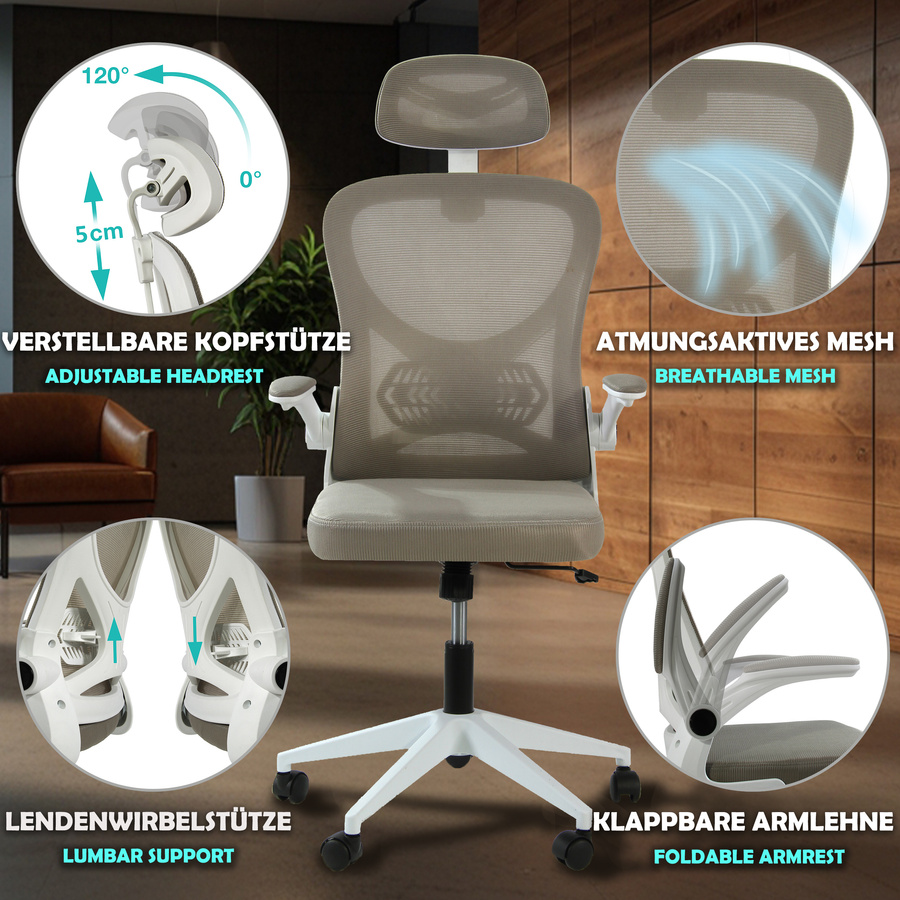 Fotel biurowy V1 jasny szary