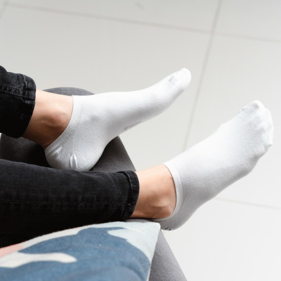 Białe Stopki Bambusowe Damskie Bezszwowe