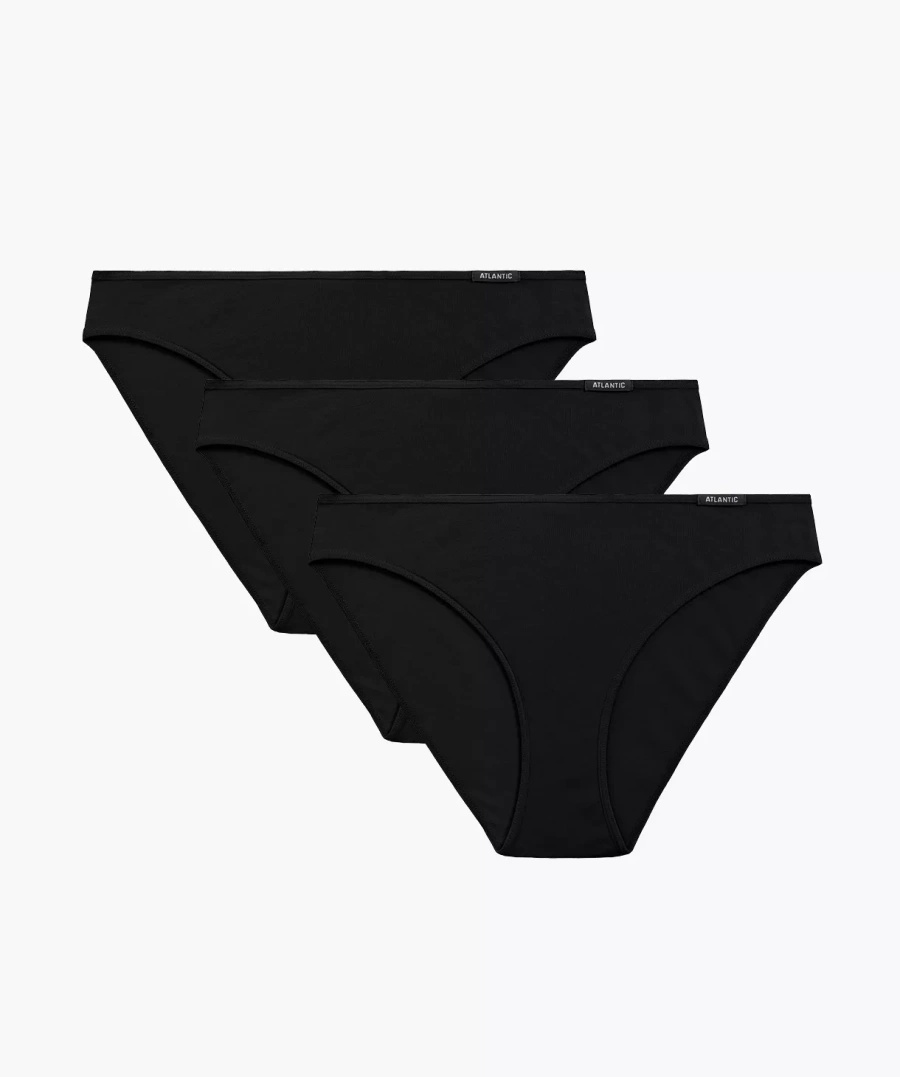 Czarne sportowe figi damskie 3-PACK  3BLP-580 Atlantic – komfort na co dzień