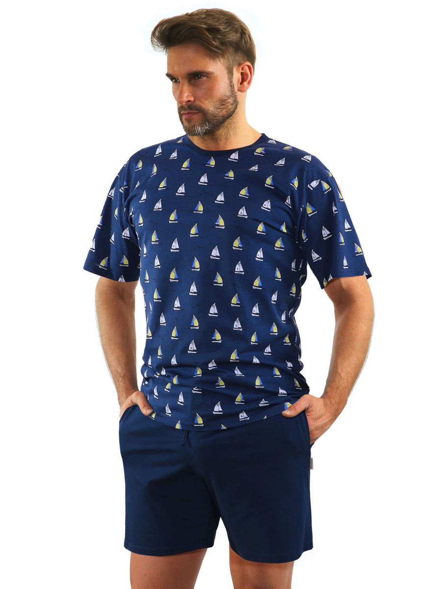 Elegancka piżama męska któtka 100% bawełna Sesto Senso – komfortowy sen