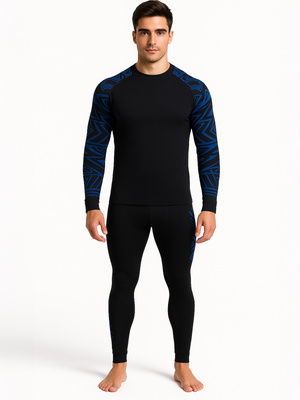 Czarna koszulka termoaktywna męska poliamid wzór Sestimi Underwear – komfort cieplny.